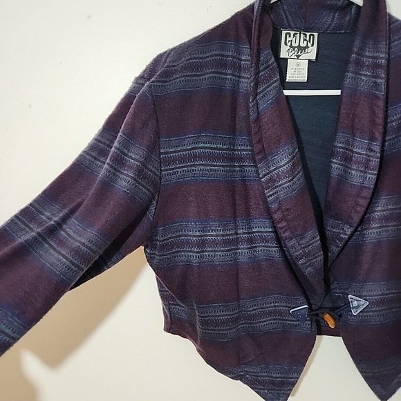 Coco Blues Blazer Sweater Womens Medium Purple Single Button Long Sleeve - Picture 2 of 5